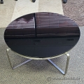 36" Stainless Frame w/ Black Glass Round Coffee Table